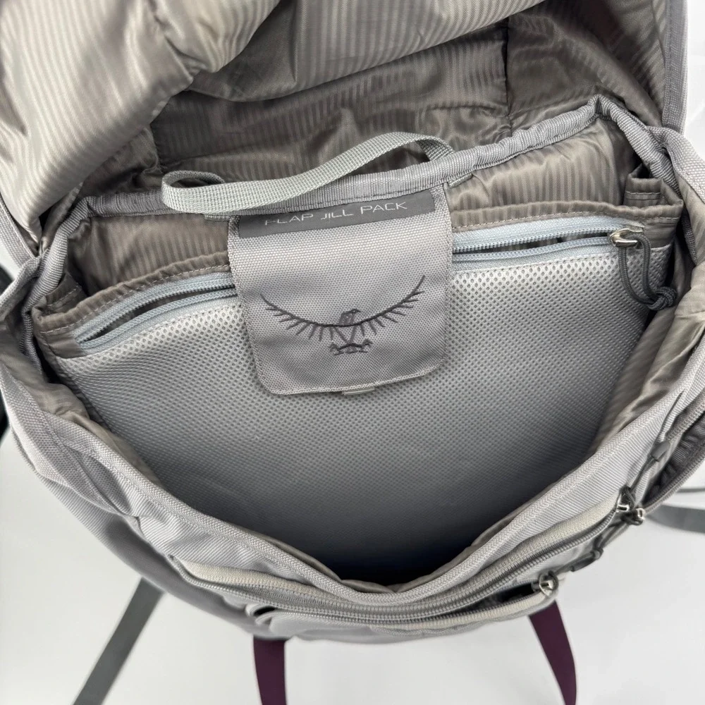 Osprey Flap Jill Pack Backpack Gray Purple Laptop Sleeve Hiking Travel